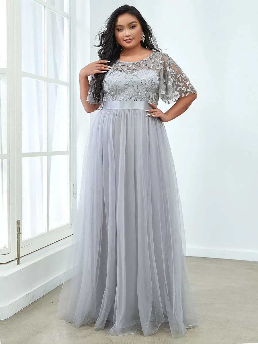 Plus Size evening dress GRAY | FashionBrideStudio