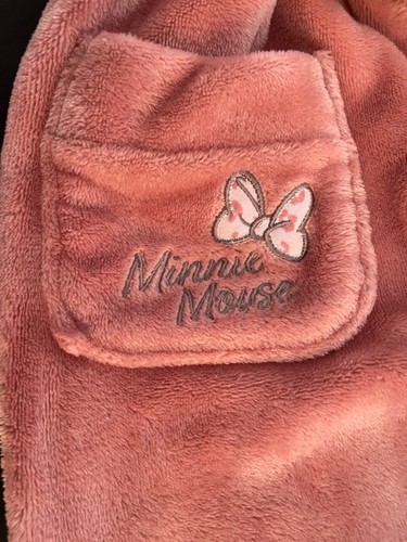 Disney Store Disney Minnie Mouse Girls Bathrobe 3D Bow Size 7-8 Hooded Dusty Pin - Picture 8 of 8