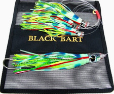 Black Bart EL SQUID JR Trolling Lure Daisy Chain Rigged - GLOW GREEN CHART DOT