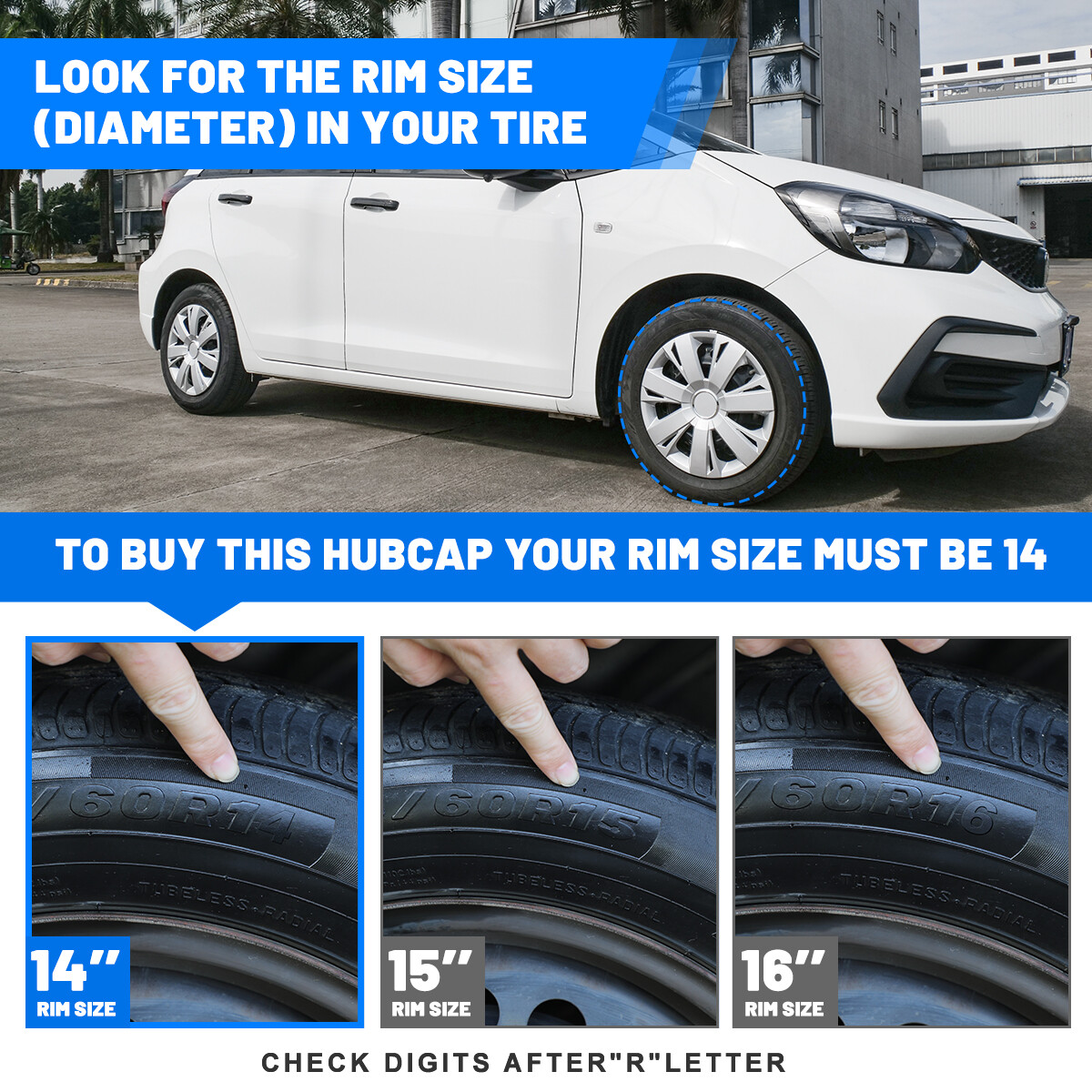 14" Set of 4 Sliver Wheel Covers Full Rim Snap On Hub Caps for R14 Tire & Steel