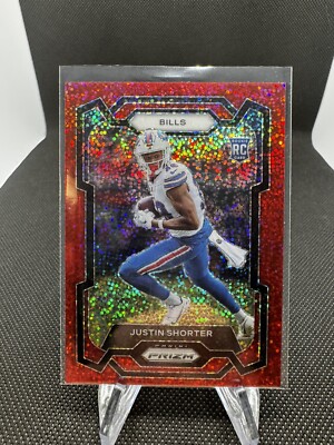 2023 Panini Prizm #310 Justin Shorter Red Sparkle Prizm B4
