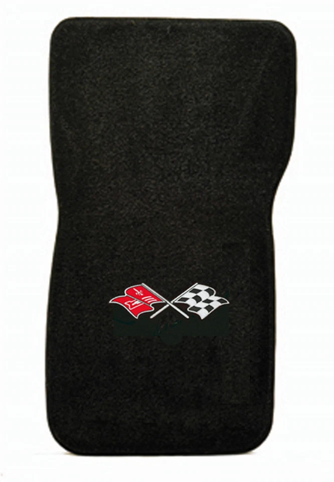New! 1963-1967 Chevy Corvette Black Floor mats w/ Corvette Flags Embroidered Set - Image 4 of 4