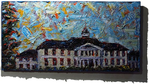 36 x 18" ORIGINAL OIL█PAINTING█IMPRESSIONIST█ARt SIGNED CITY BUILDINGS '24 NYC - Picture 11 of 23