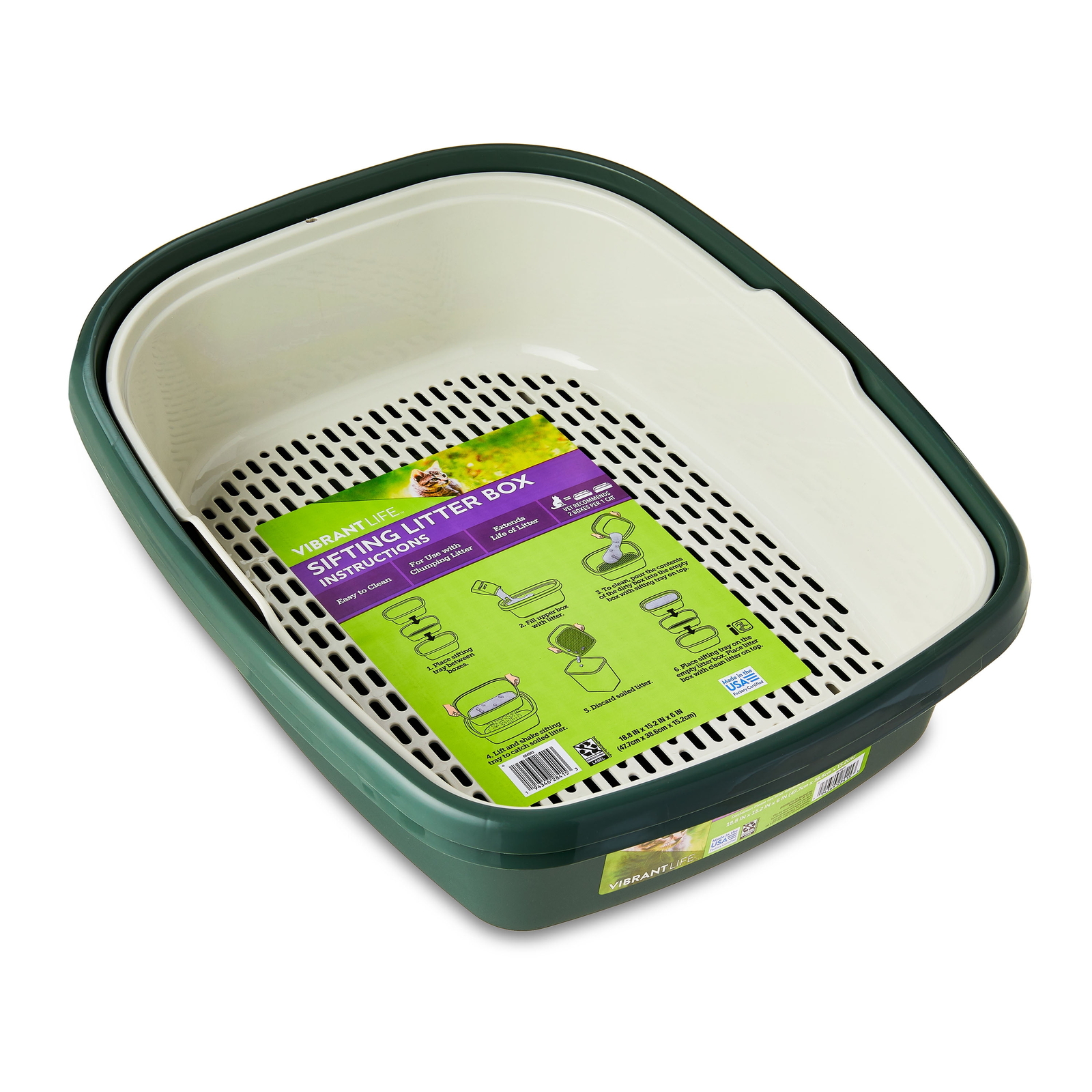 Vibrant Life Sifting Cat Litter Box, 1 Count New Free Shippi