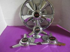 4 Cragar Ss Center Caps 3 Bar Spinners  Wheels 14 15 Red Ss