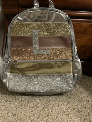 justice glitter stripe initial backpack