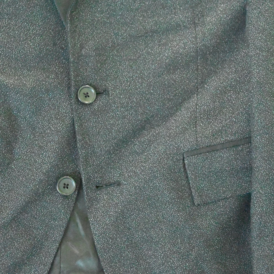 Ryan Seacrest 38S Black Slub Peak Mens Blazer Suit Jacket Sport Coat - Image 3 of 4