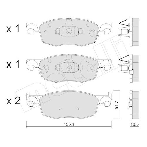 Plaquettes de Frein Metelli 22-1282-0 anti-bruit pour Mazda Toyota