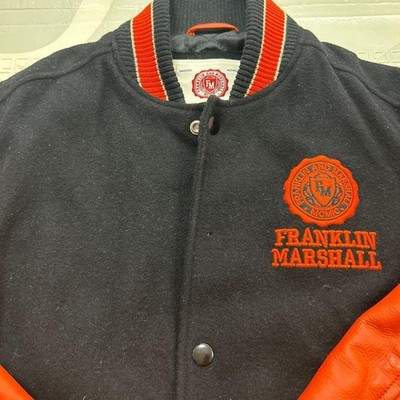 FRANKLIN MARSHALL VARSITY Stadium Jacket S Black/Orange | eBay