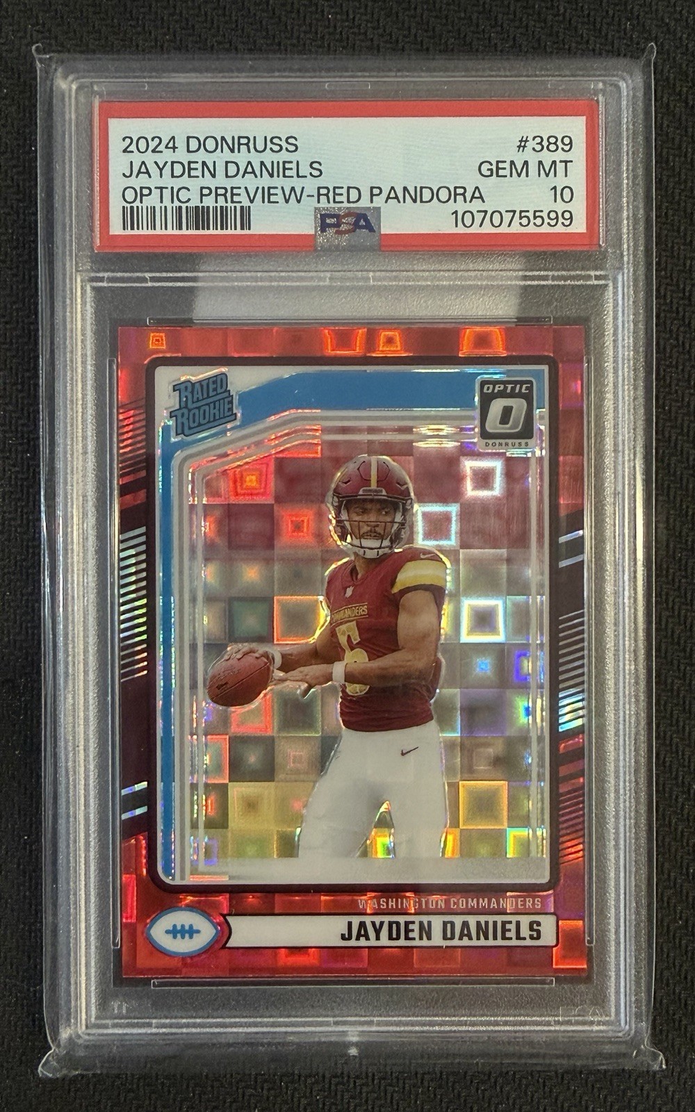 Jayden Daniels Panini Donruss #389 Optic Preview-Red Pandora