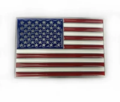 Boucle de Ceinture Drapeau USA Métal Émaillé Alliage Zinc Style Western 40mm - Photo 1/4