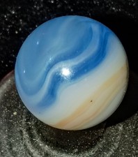 Vintage Vitro Agate Tri-Lite Marble Beautiful Blue  Tan Ribbons