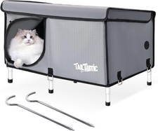 Outdoor Waterproof Cat House Elevated Insulated Feral Cat House for Winter Grey