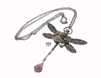 Alchemy Gothic Uhrwerk Darter Halskette P588 Steampunk Libelle Zinn Goth
