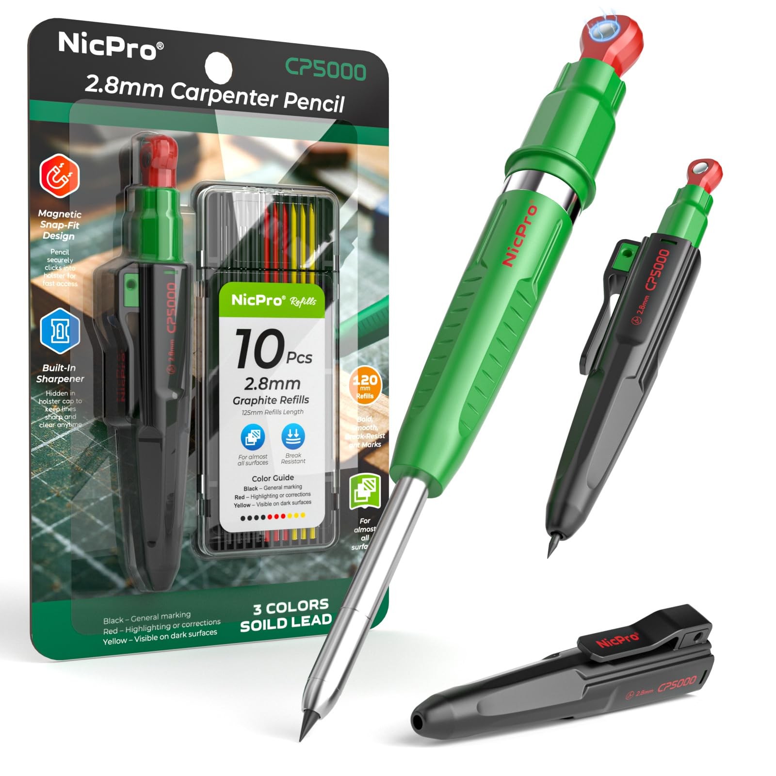 Nicpro 7-in-1 CP5000 Magnetic 1 Count (Pack of 3), Black, Re