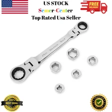 Flex-Head Double Box End Ratcheting Wrench Set, 7-In-1 Metric Wrench Set, 8-19mm