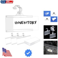 Pack of 50 - Plastic Wire Shelf Label Holder, Sign and Ticket Holder, Easy Cl...