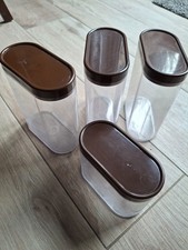 Vintage Brown Retro Food Storage Containers Mid Century Sarvis Finland Set of 4