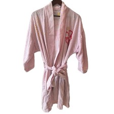 Canyon Group Chenille Robe Women M Vintage 90s Pink Tropical Resort USA Made