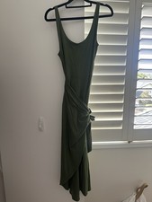 Reformation Olive Green Tencel Tank Wrap Dress Size S 