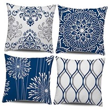 Decorative Throw Pillow Covers 16x16 Set of 4 16" x 16" Pack of 4 Blue