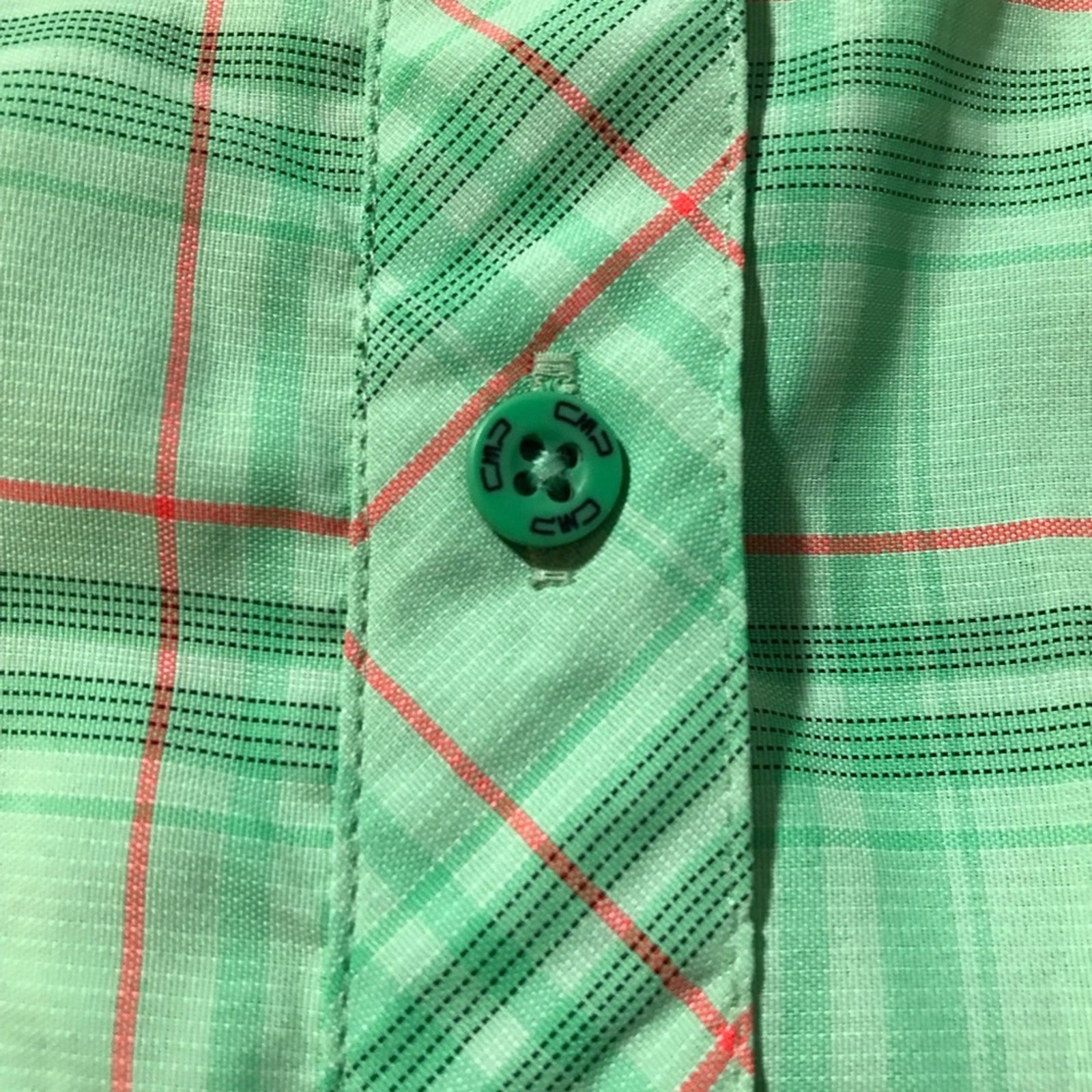 Cmp dry function short sleeve button up  green pl… - image 6