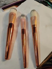 Lot of 3 NEW- Rose Gold ALAMAR Facial Cosmetic Makeup Brushes 