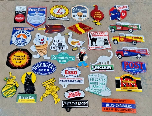 Lot of 30 Porcelain Enamel Signs – Mixed Designs, Vintage Style, single sided
