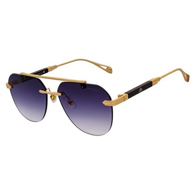 Maybach Rimless Round Metal Aviator Sunglasses Gold Frame Lavender Fade MH14