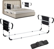 Double Bed Rail for Elderly Adults Safety, Adjustable Bed Assist Rail, Dual S...