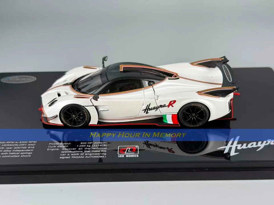 LCD models 1/43 Pagani Huayra R Diecast Full Open Super Car White NEW in hand - Image 3 of 4