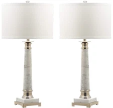 Lighting Collection Colleen Modern White Marble 31-inch Bedroom Living Room H...