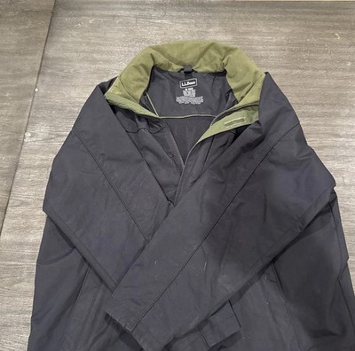L.L.Bean Men Softshell Jacket/Rain Coat Fleece Collar Size M Black Hooded