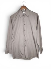 Van Heusen Vintage 90s Poplin Dress Shirt in Taupe Gray Size 15 32/33