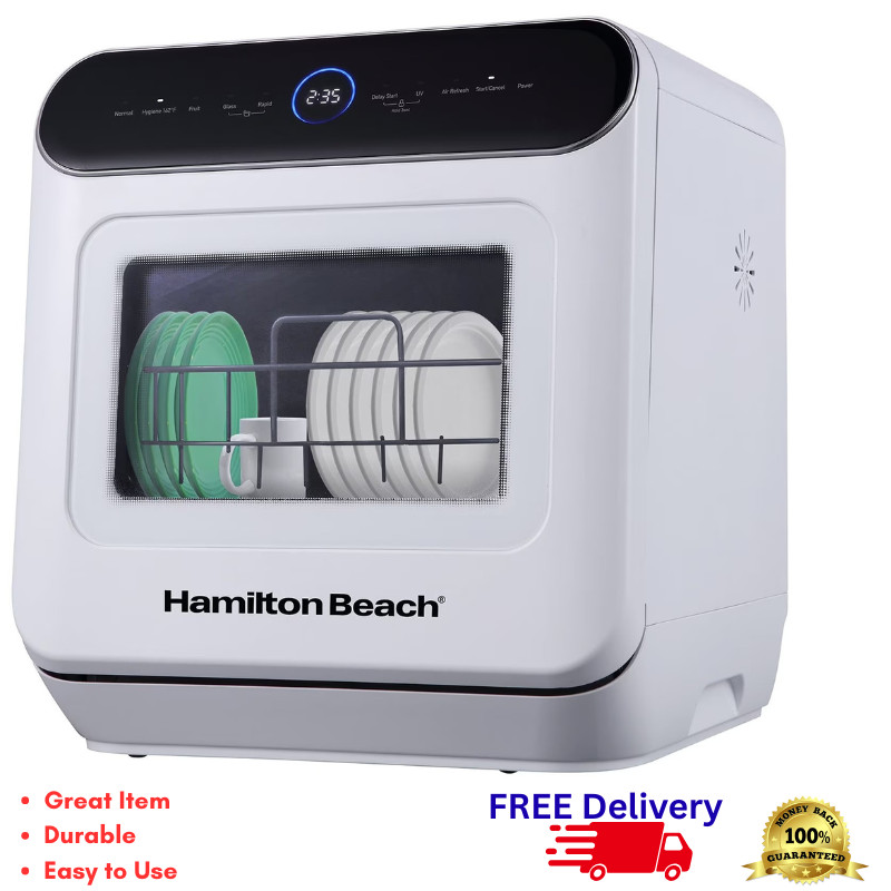 Hamilton Beach Countertop Dishwasher Portable Mini 6L Water Tank Compact White
