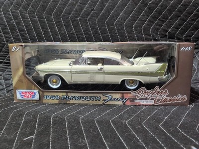 1:18 PLYMOUTH FURY 1958 MOTOR MAX TIMELESS CLASSIC DIECAST MODEL BEIGE NIB.