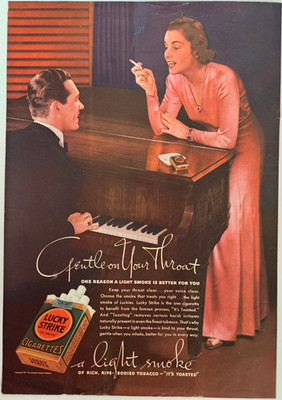 Lucky Strike Piano Singer Luckies Cigarette Vintage 1937 Magazine Ad Print