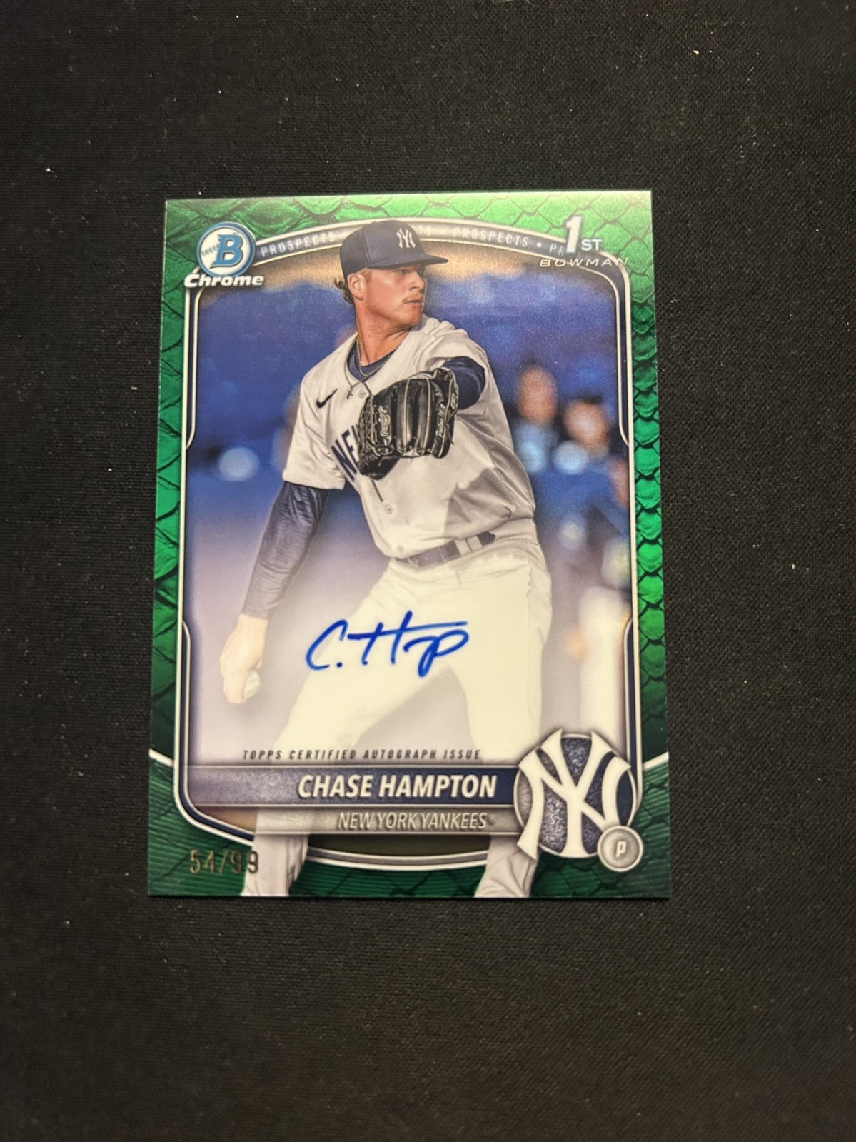 2025 Bowman Chrome Chase Hampton Prospect Auto #CPA-CHA Green Reptilian /99