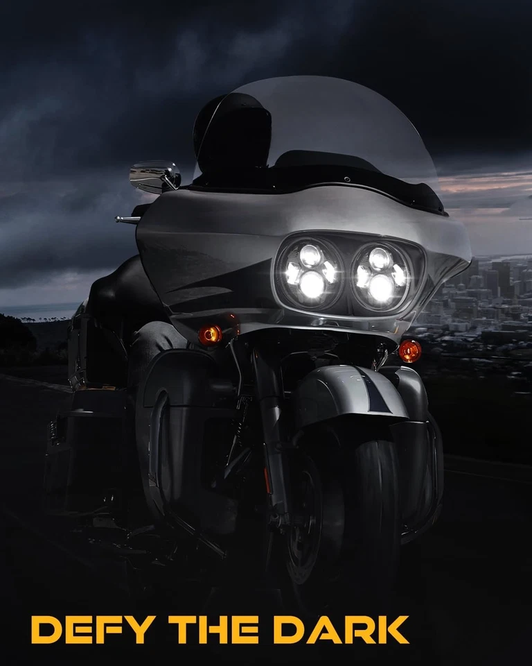 Faro delantero LED doble negro 5 3/4" para Harley Road Glide 1998-2013 Foto 3 de 4