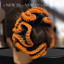 Scrunchie Jumbo Size Hunter Green  Orange Casual Hairties