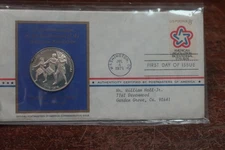 1971 POSTMASTER OF AMERICA COMMEMORATIVE ISSUE AM REVOLUTION COIN STERLING W FDC