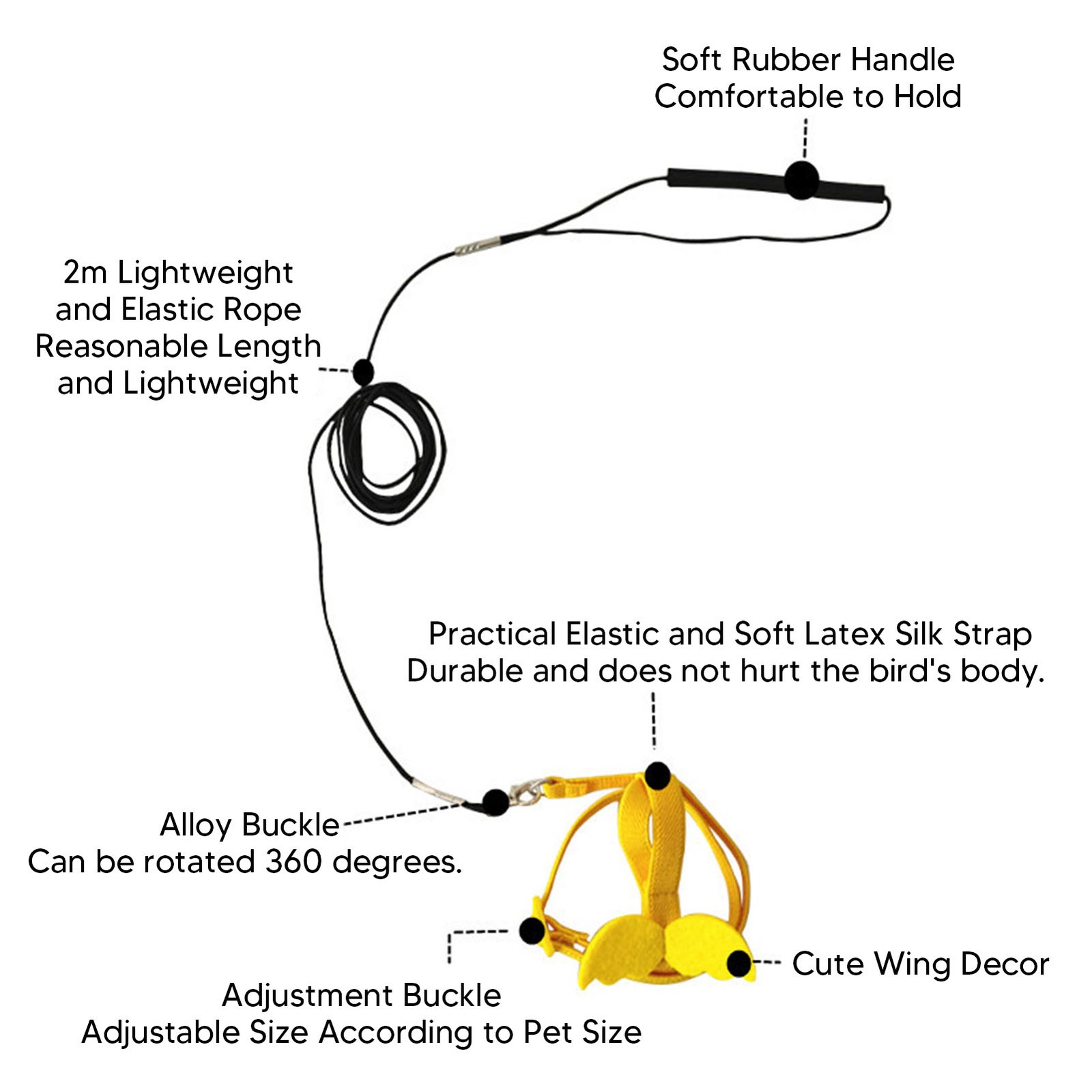 Bird Harness Flying Guide Leash Flight Elastic Training Traction Rope For