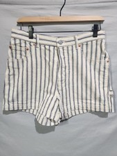 Y2K Esprit White And Blue Striped Shorts W Carpenter Ring Sz 7