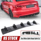 Rear Bumper Spoiler Diffuser Shark Fin Splitter Black For Audi A3 A4 S3 S4 A5 A6