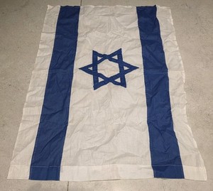 RARE NEW OLD 50'S SEWN ISRAEL FLAG JUDAICA STAR OF DAVID 100% COTTON 103 X 75CM