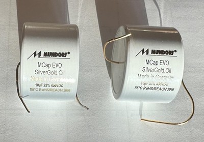 PAIR Mundorf MCap EVO Silver-Gold Oil Capacitor 10.0uf 10 uf 450VDC