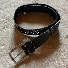 Vintage Leather Western Biker Belt Black Medium