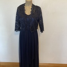 R  M Richards size 10 navy blue long dress  jacket Mother Of Bride