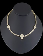 14K Gold Plated Cz Cross Choker Chain Necklace
