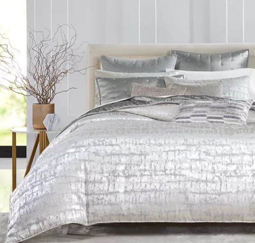 Hudson Park's "Woven Shibori" Euro Shams, Set Of 2, Silver Metallic, New! - Picture 11 of 11